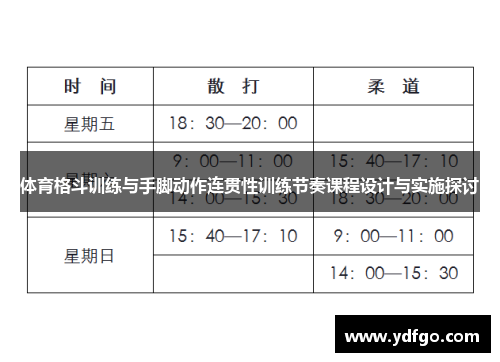 体育格斗训练与手脚动作连贯性训练节奏课程设计与实施探讨